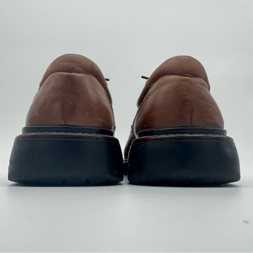 London Underground Maltese Brown Leather Lace Up Chunky Y2K Casual Shoe Size 9